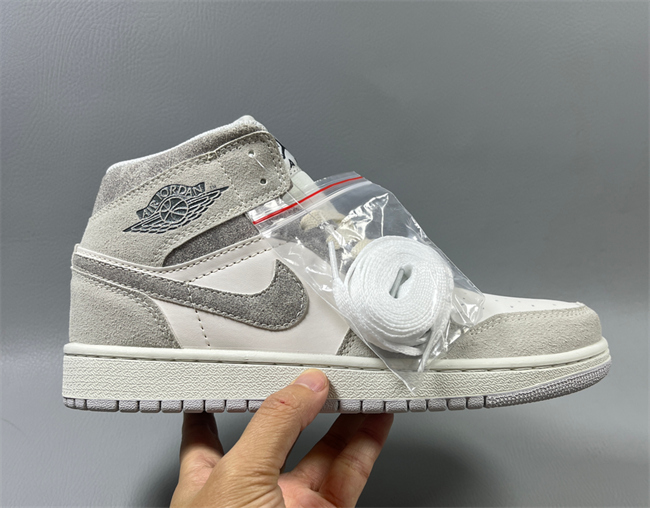 Women Running Weapon Air Jordan 1 White/Grey Shoes 521